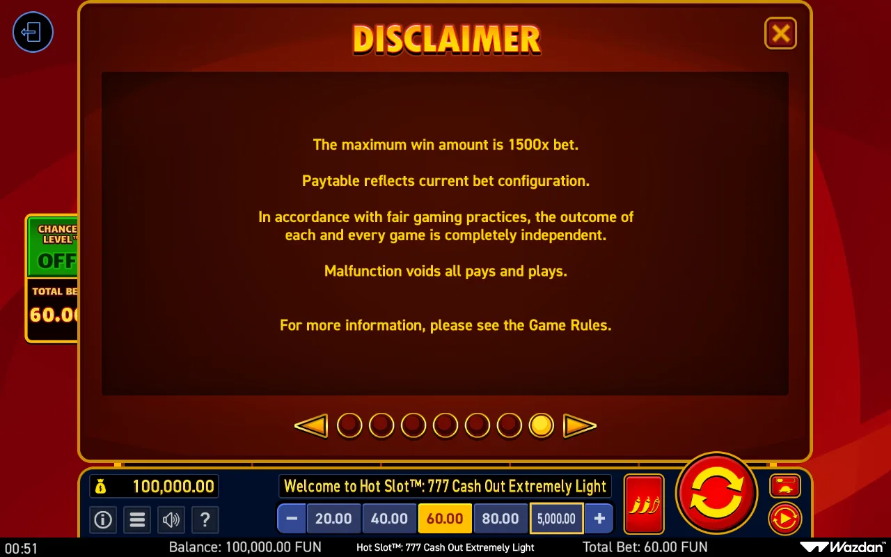 Game rules, page 7 — Hot Slot 777 Cash Out Extremely Light