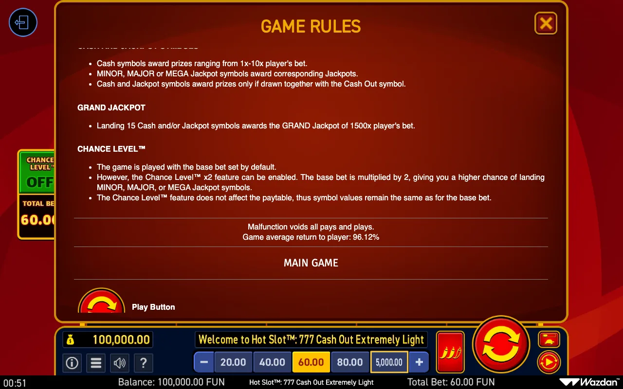 Game rules, page 9 — Hot Slot 777 Cash Out Extremely Light