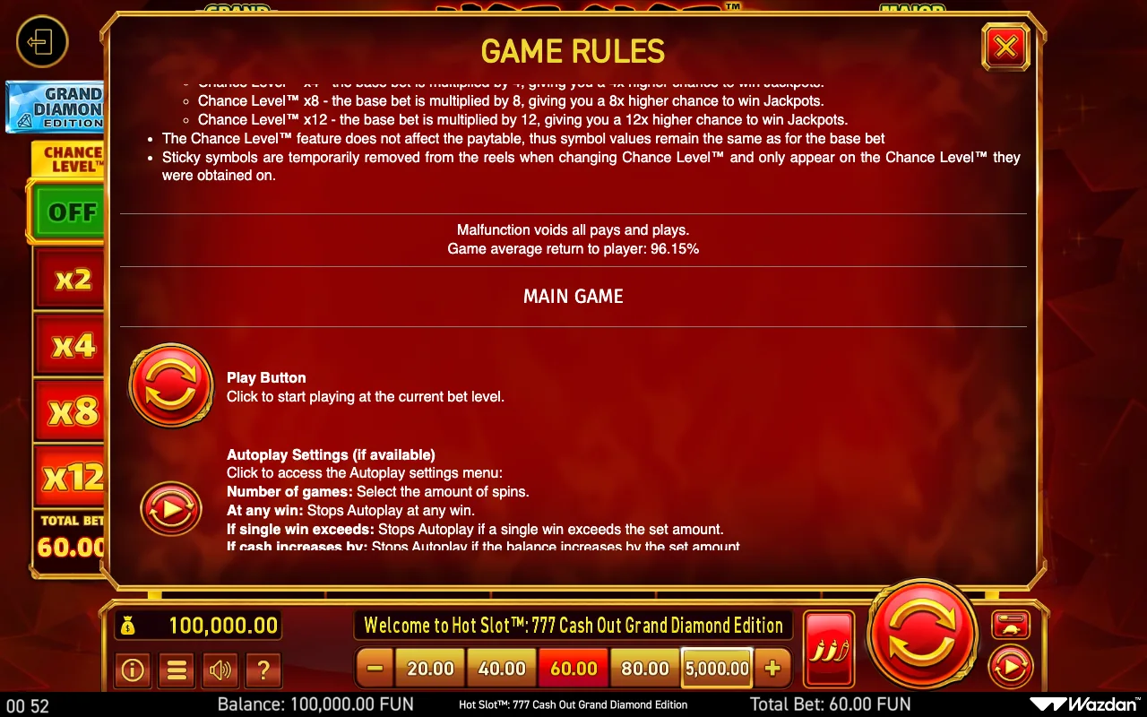 Game rules, page 10 — Hot Slot 777 Cash Out Grand Diamond Edition