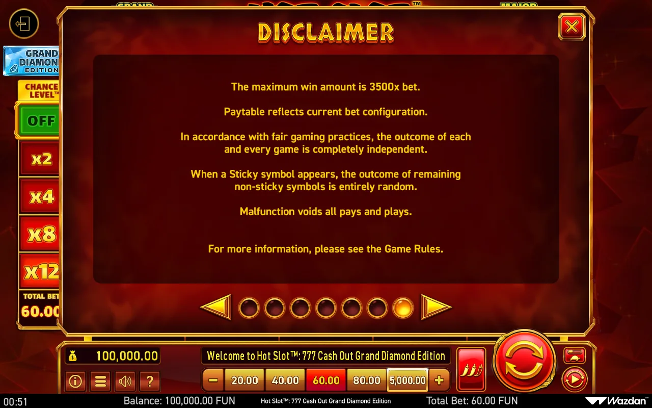 Game rules, page 7 — Hot Slot 777 Cash Out Grand Diamond Edition