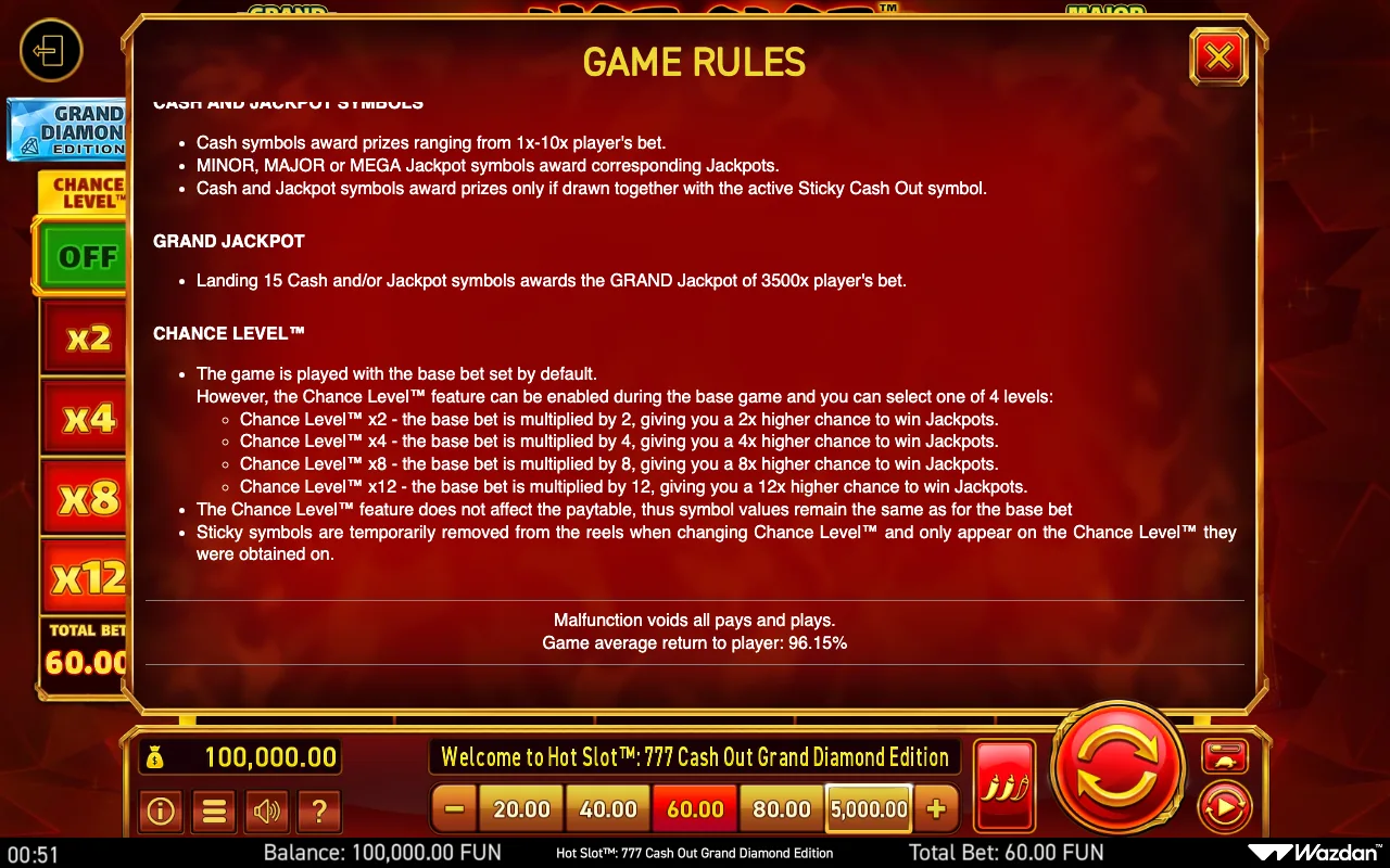 Game rules, page 9 — Hot Slot 777 Cash Out Grand Diamond Edition