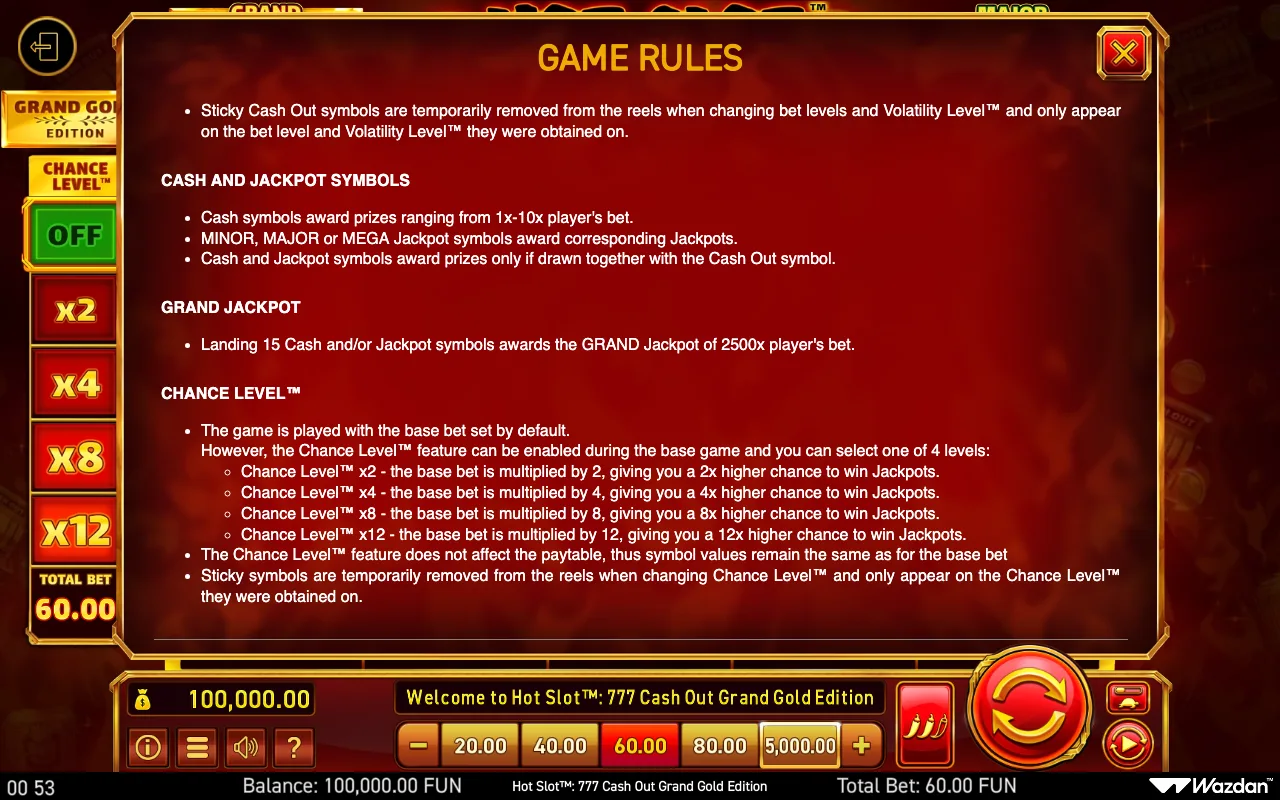 Game rules, page 10 — Hot Slot 777 Cash Out Grand Gold Edition