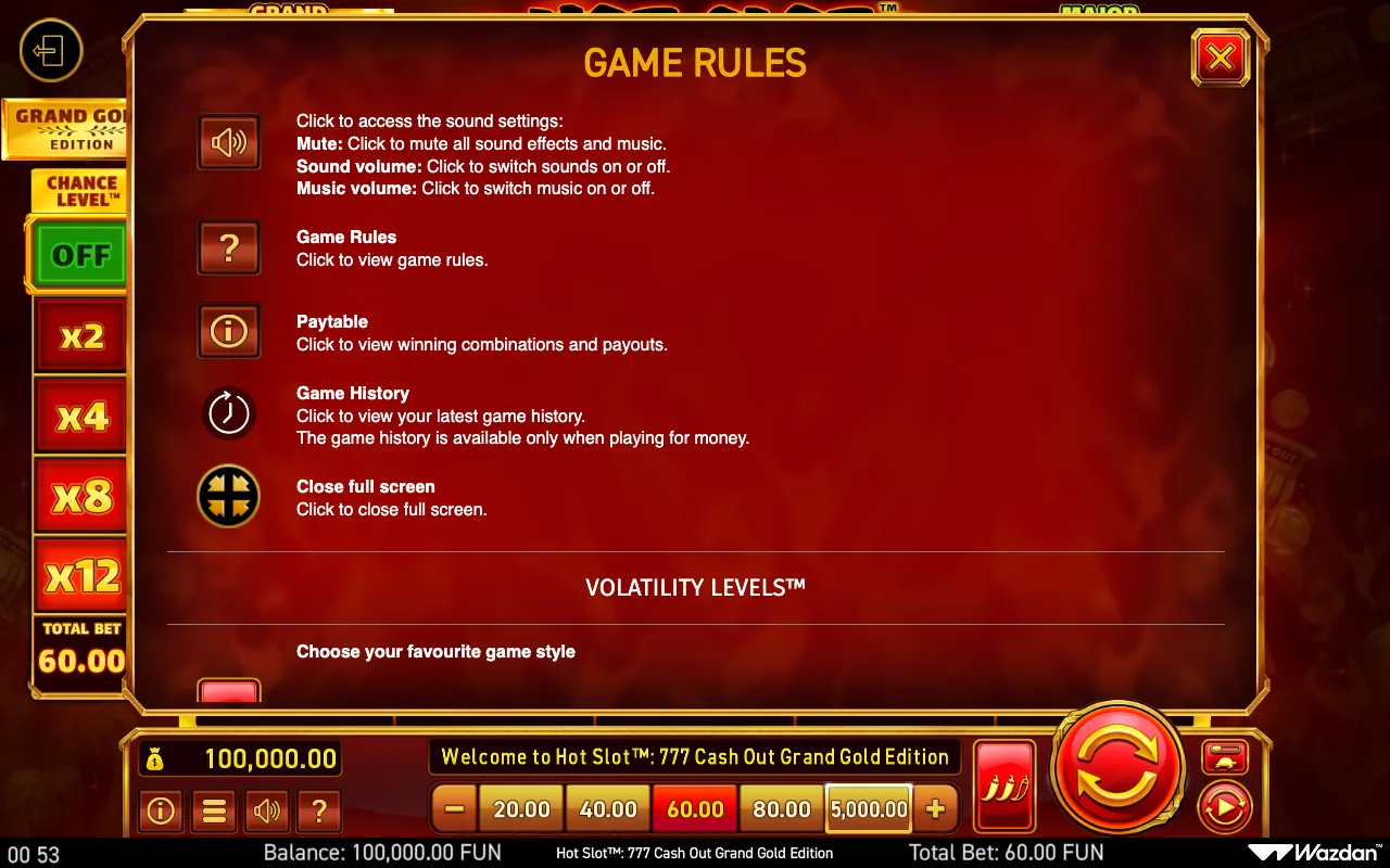Game rules, page 13 — Hot Slot 777 Cash Out Grand Gold Edition