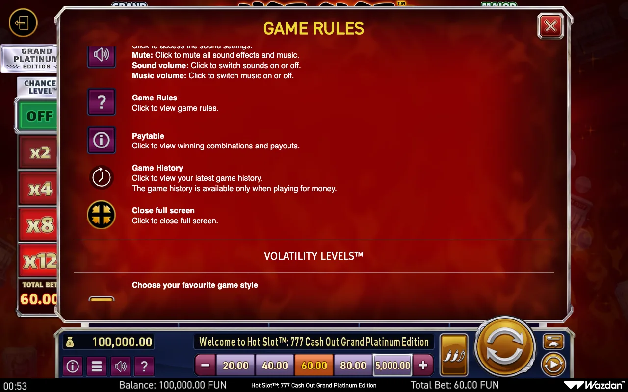 Game rules, page 14 — Hot Slot 777 Cash Out Grand Platinum Edition