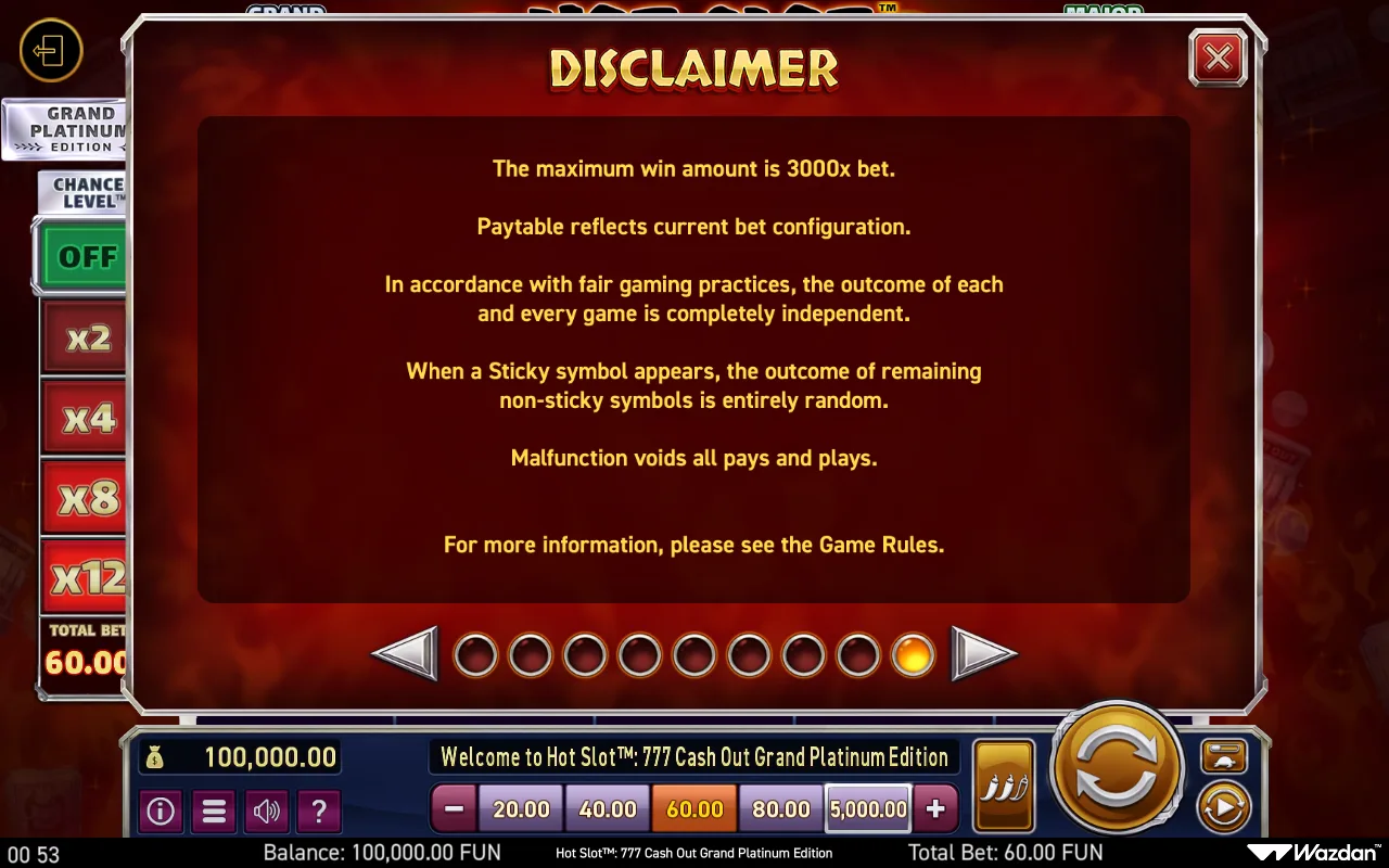Game rules, page 9 — Hot Slot 777 Cash Out Grand Platinum Edition