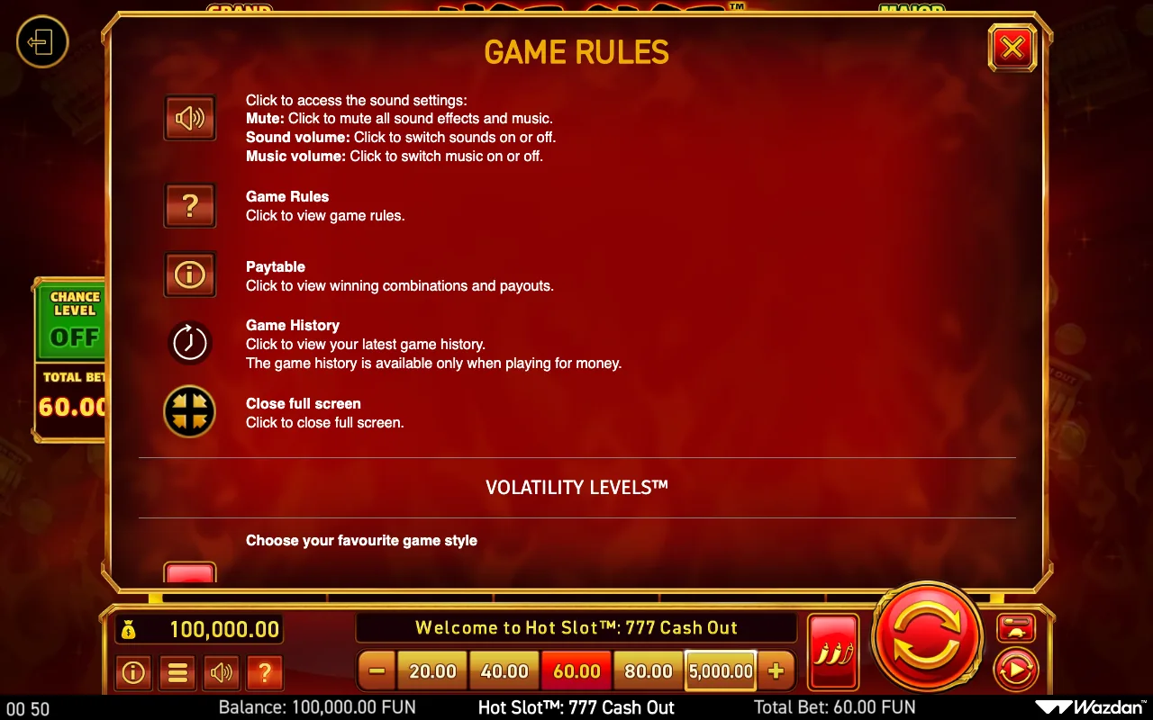 Game rules, page 12 — Hot Slot 777 Cash Out
