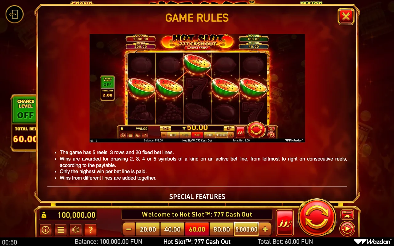 Game rules, page 8 — Hot Slot 777 Cash Out