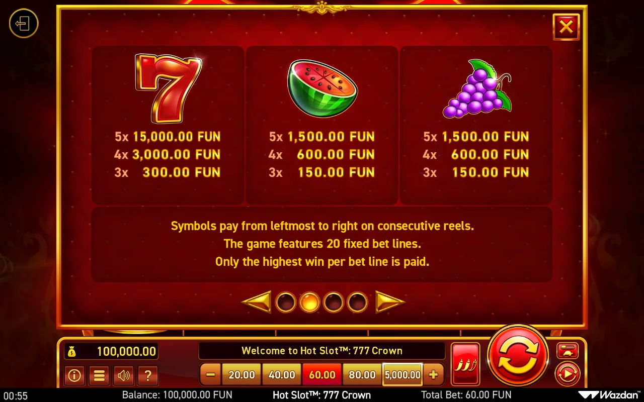 Game rules, page 2 — Hot Slot 777 Crown