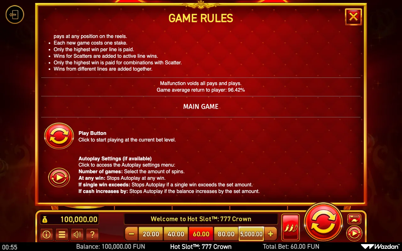 Game rules, page 6 — Hot Slot 777 Crown