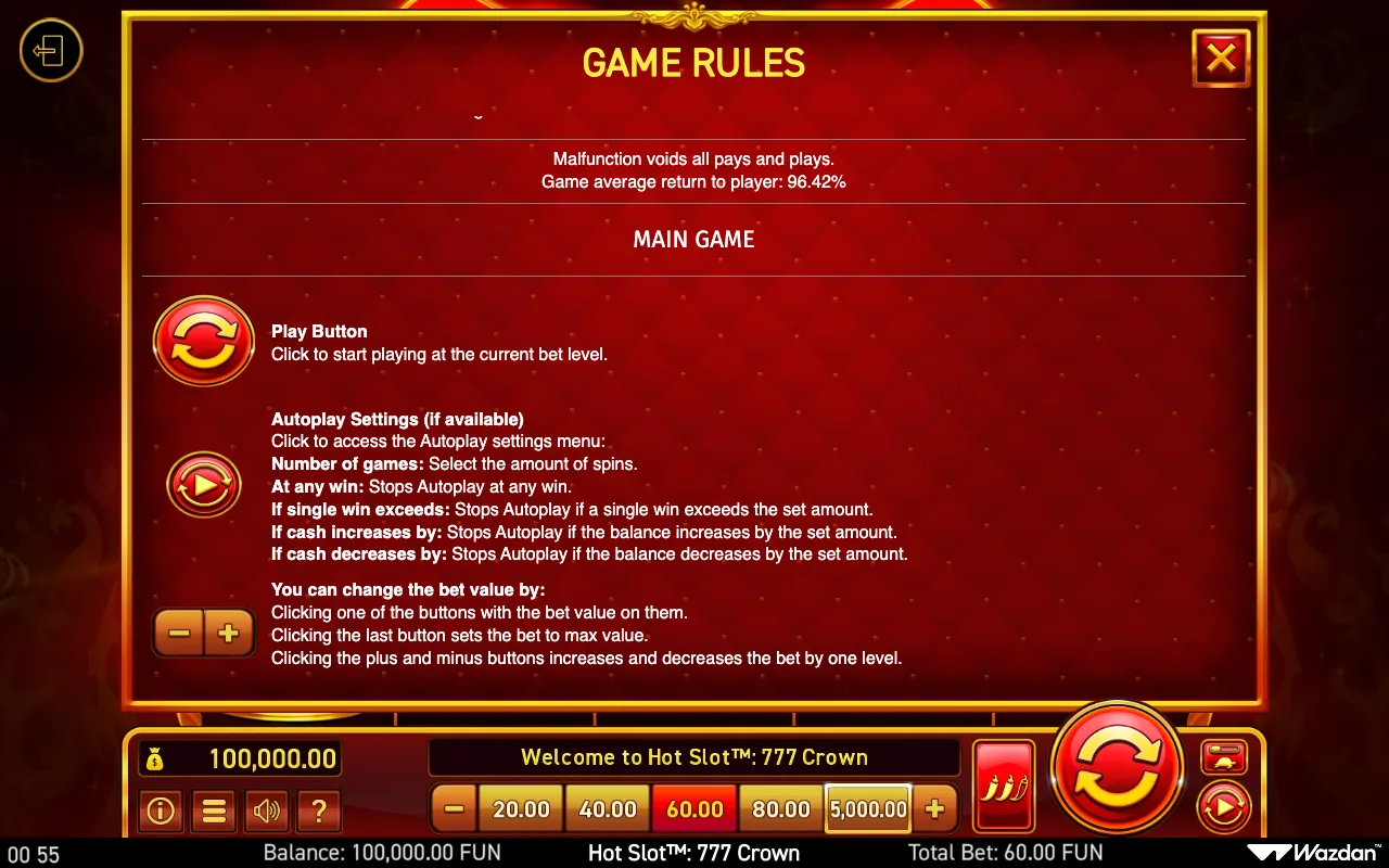 Game rules, page 7 — Hot Slot 777 Crown