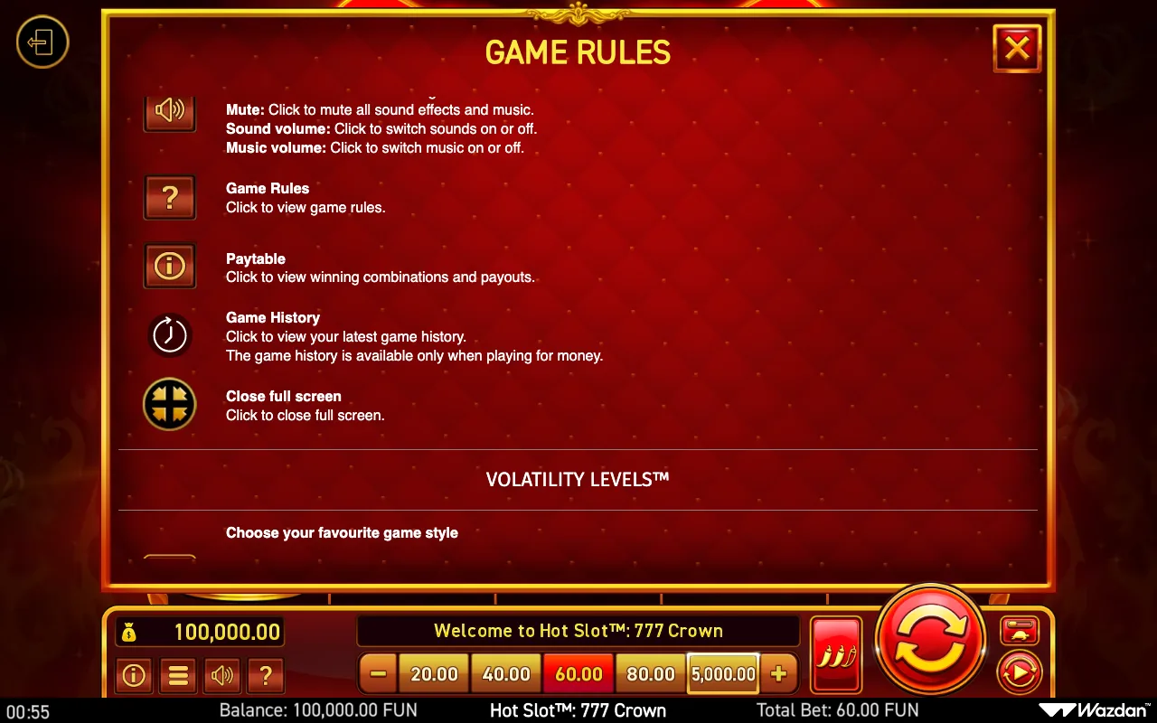 Game rules, page 9 — Hot Slot 777 Crown