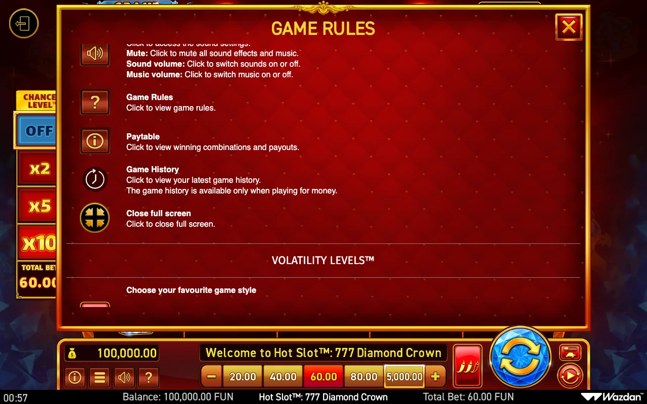 Game rules, page 11 — Hot Slot 777 Diamond Crown