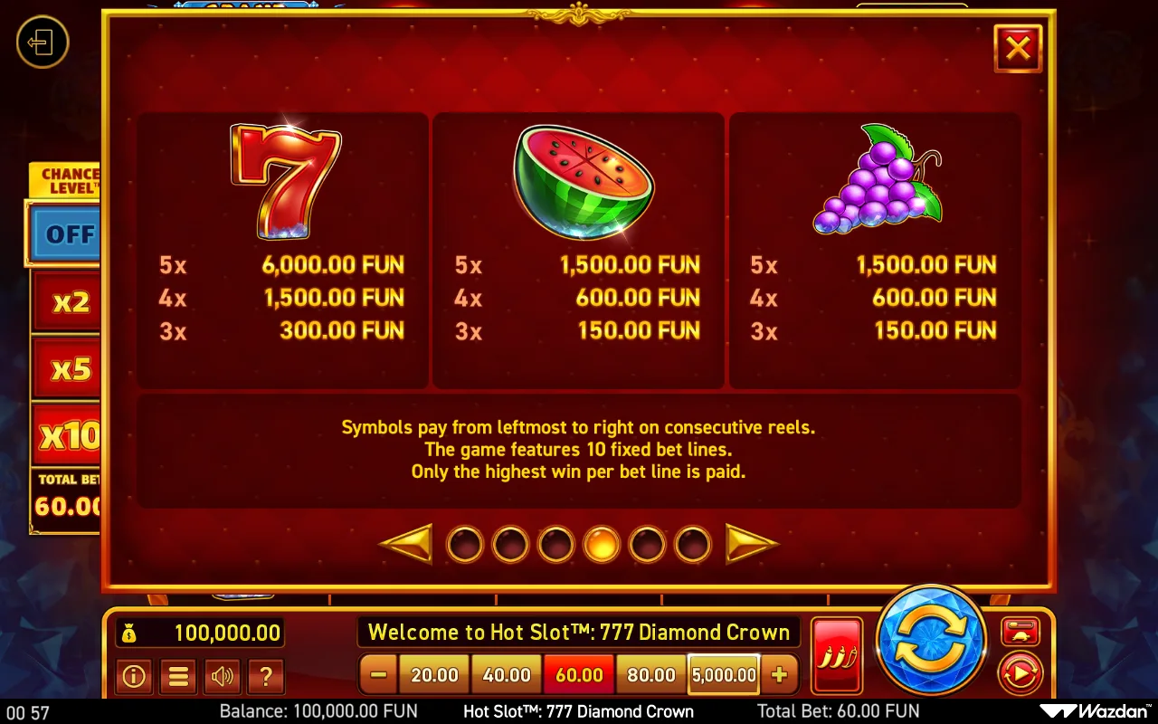 Game rules, page 4 — Hot Slot 777 Diamond Crown