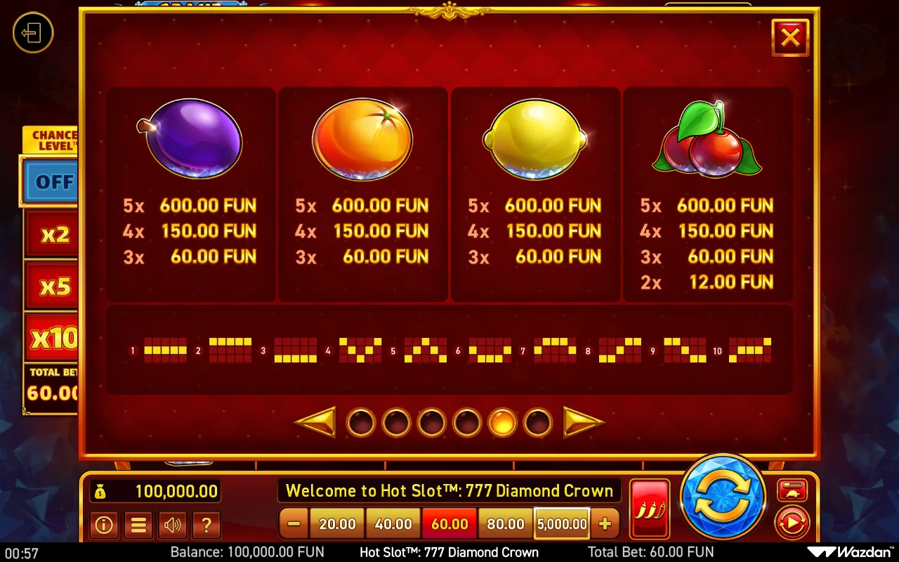 Game rules, page 5 — Hot Slot 777 Diamond Crown