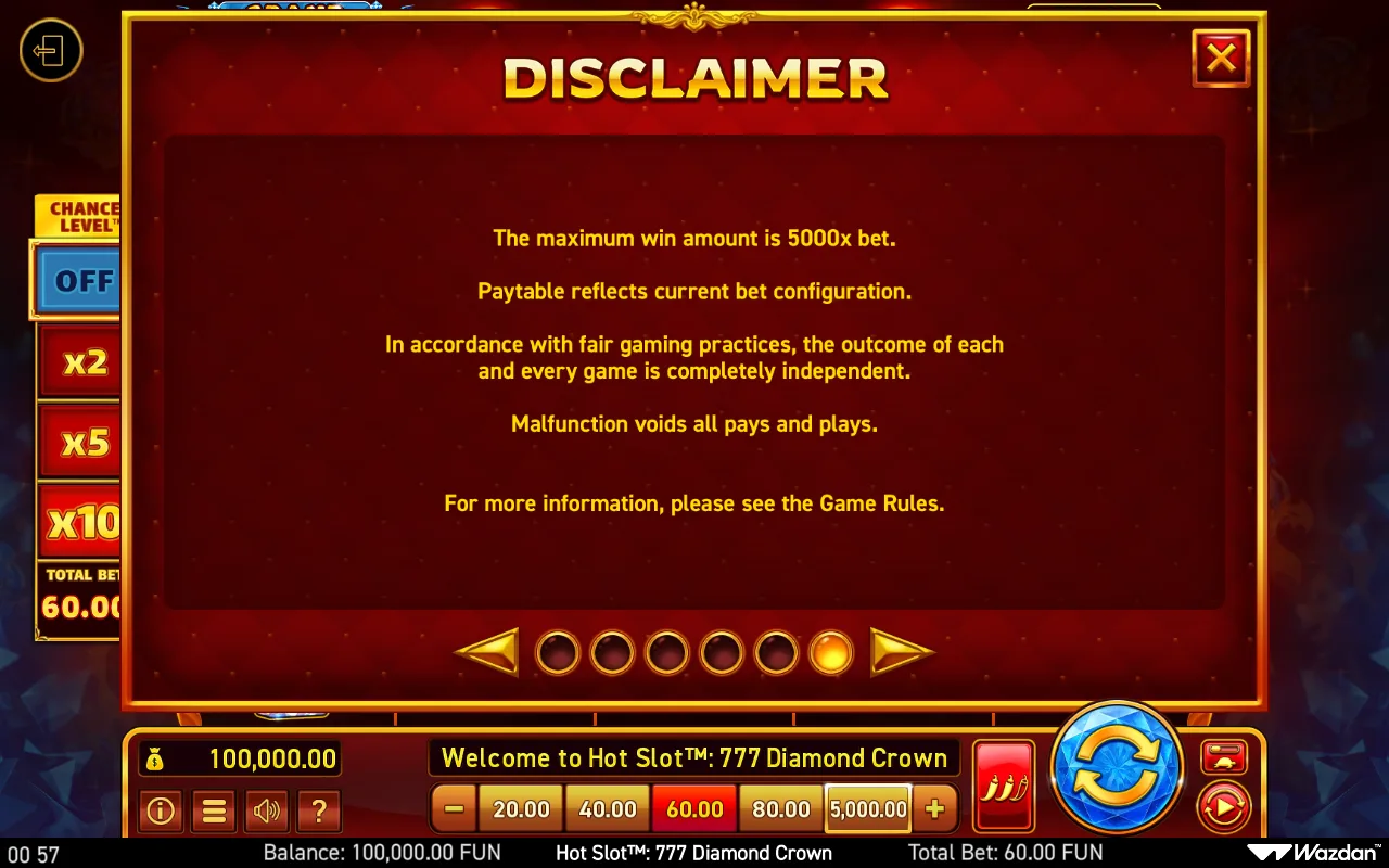 Game rules, page 6 — Hot Slot 777 Diamond Crown