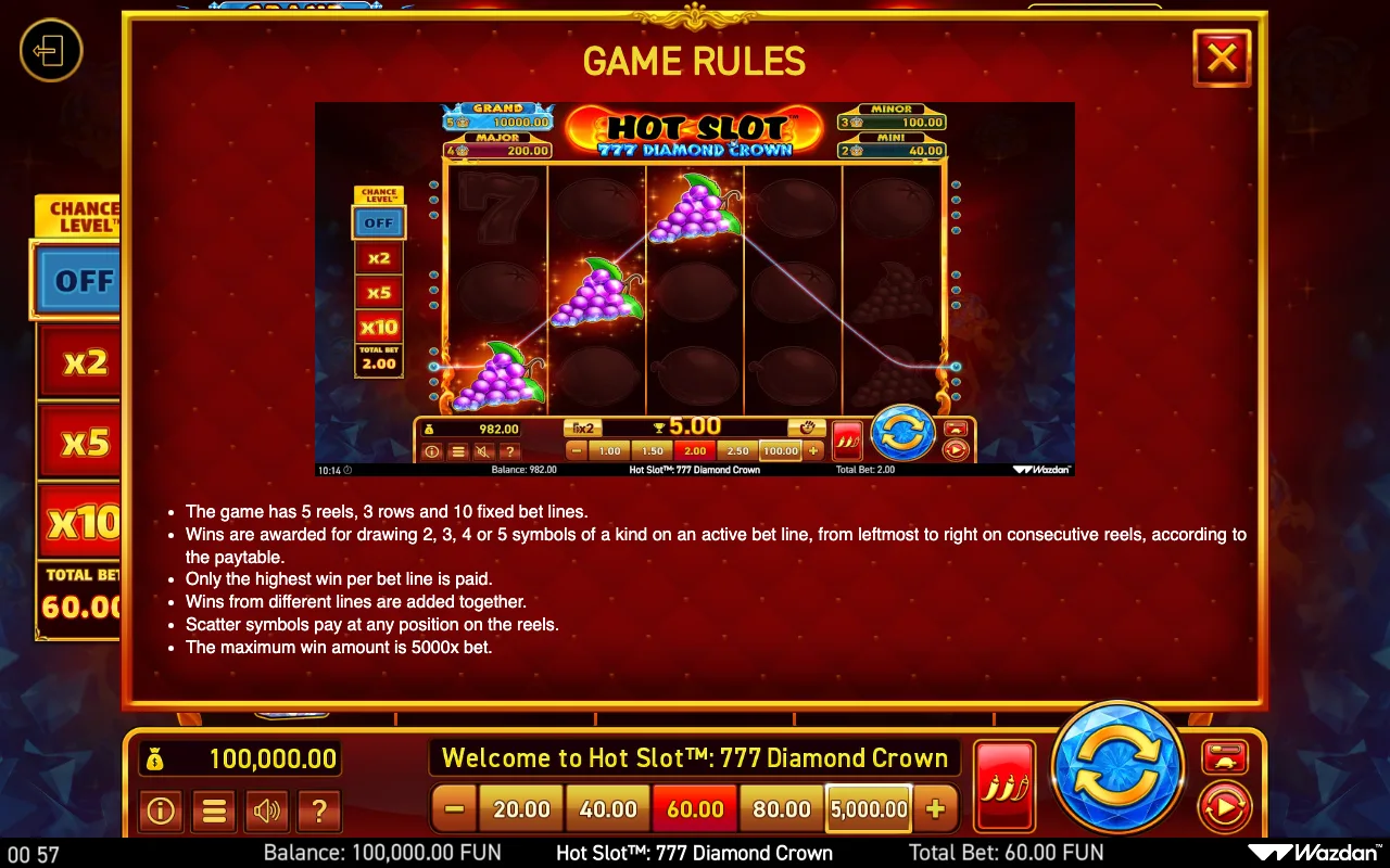 Game rules, page 7 — Hot Slot 777 Diamond Crown