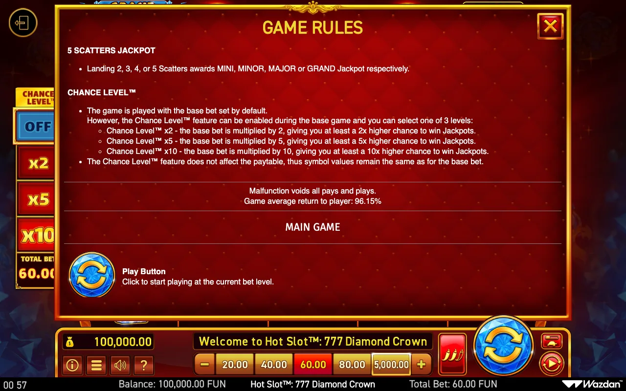Game rules, page 8 — Hot Slot 777 Diamond Crown