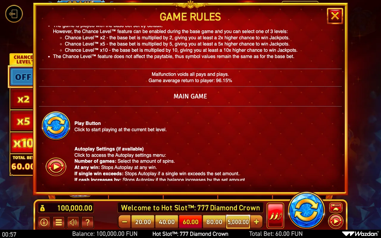Game rules, page 9 — Hot Slot 777 Diamond Crown