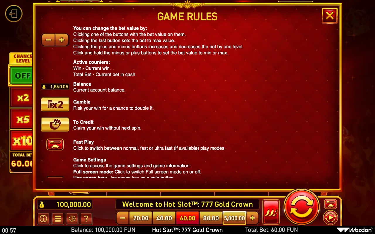 Game rules, page 10 — Hot Slot 777 Gold Crown