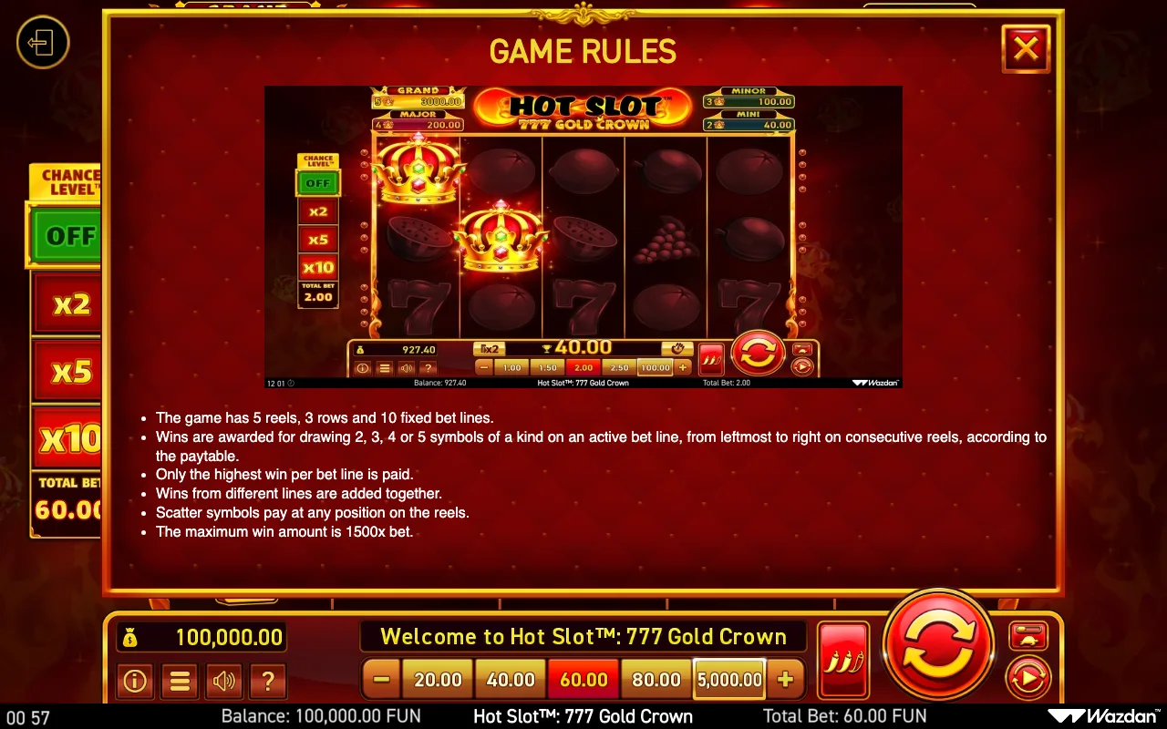 Game rules, page 7 — Hot Slot 777 Gold Crown