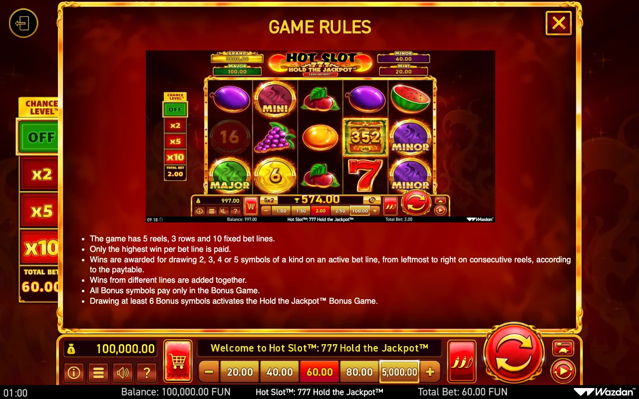 Game rules, page 11 — Hot Slot 777 Hold The Jackpot