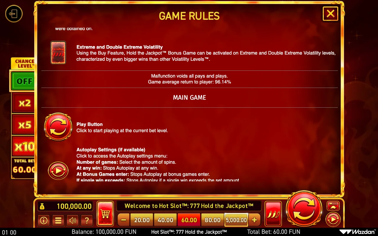 Game rules, page 13 — Hot Slot 777 Hold The Jackpot