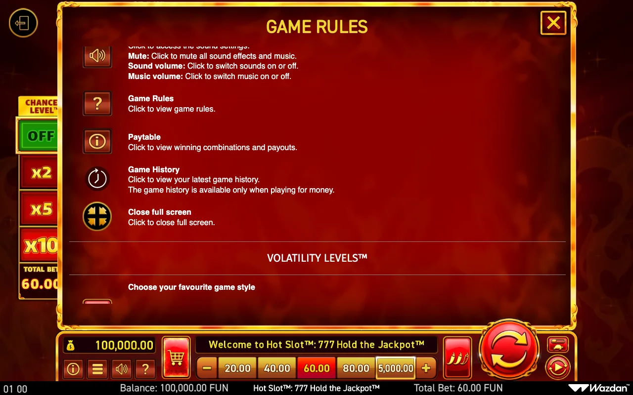 Game rules, page 15 — Hot Slot 777 Hold The Jackpot