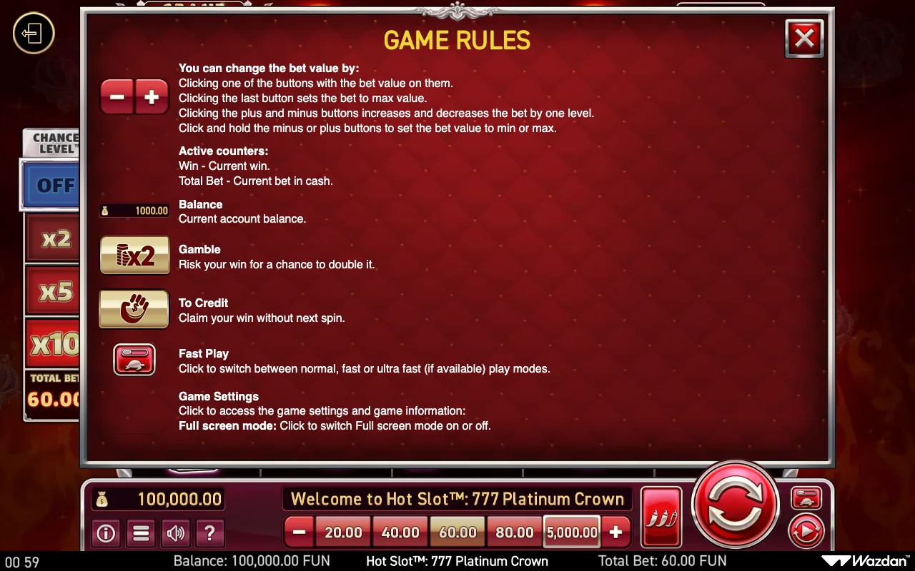Game rules, page 10 — Hot Slot 777 Platinum Crown