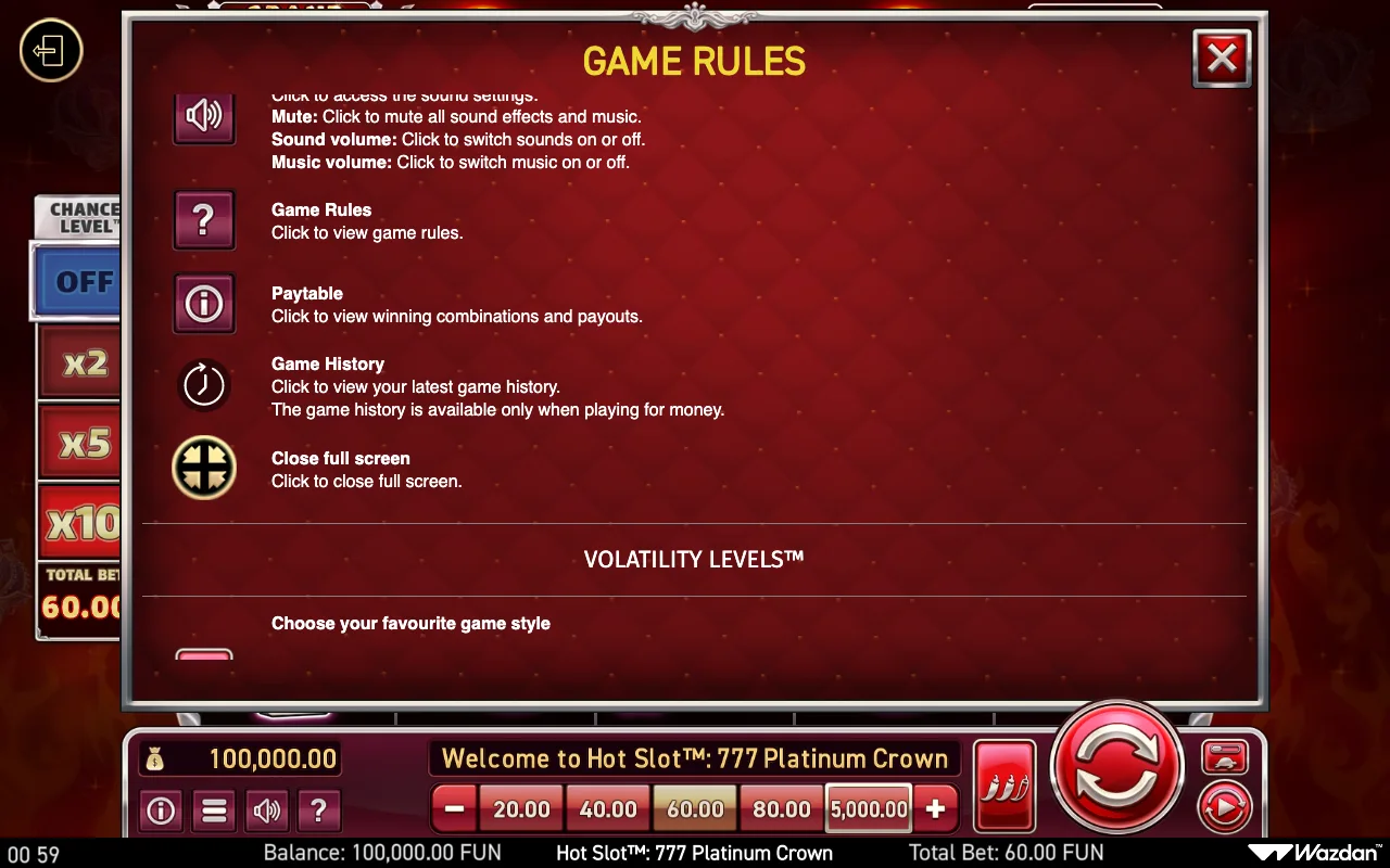Game rules, page 11 — Hot Slot 777 Platinum Crown