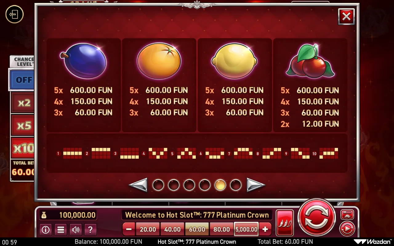 Game rules, page 5 — Hot Slot 777 Platinum Crown