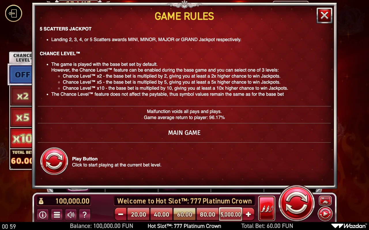Game rules, page 8 — Hot Slot 777 Platinum Crown