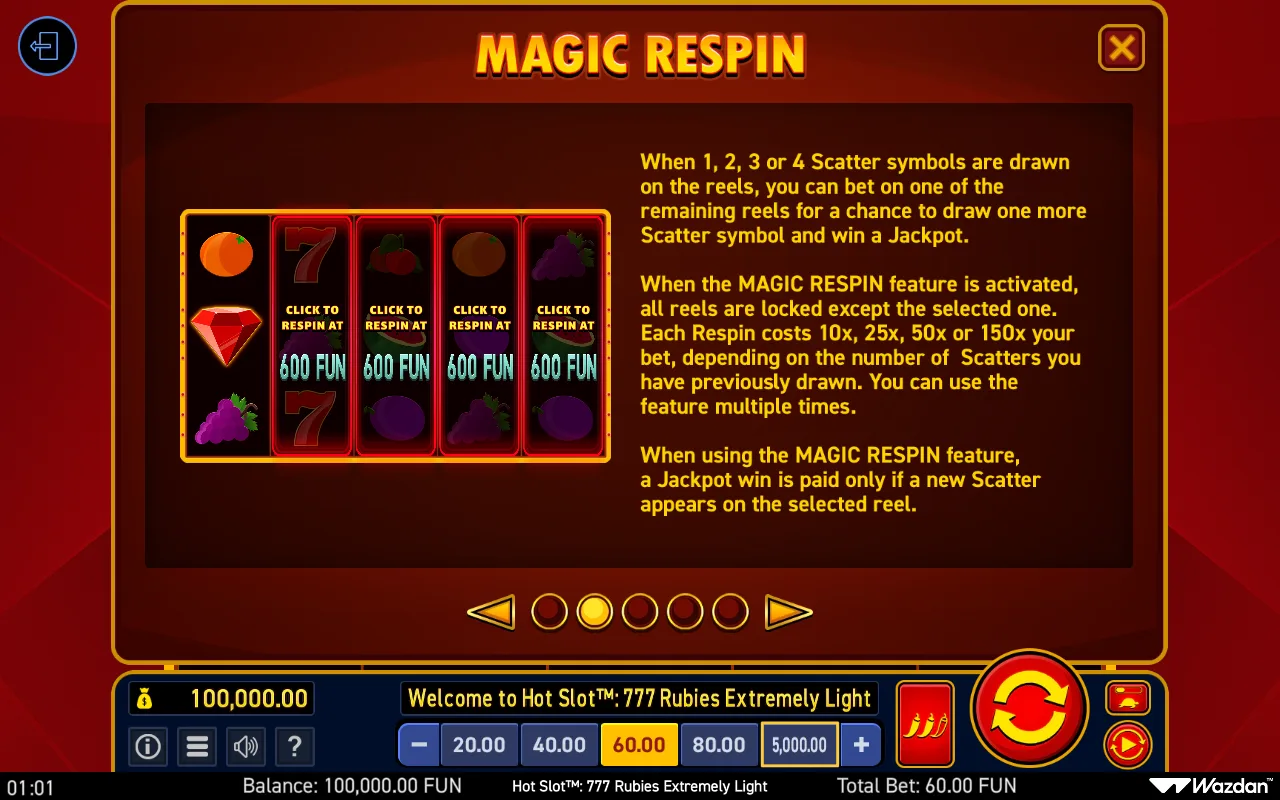 Game rules, page 2 — Hot Slot 777 Rubies Extremely Light