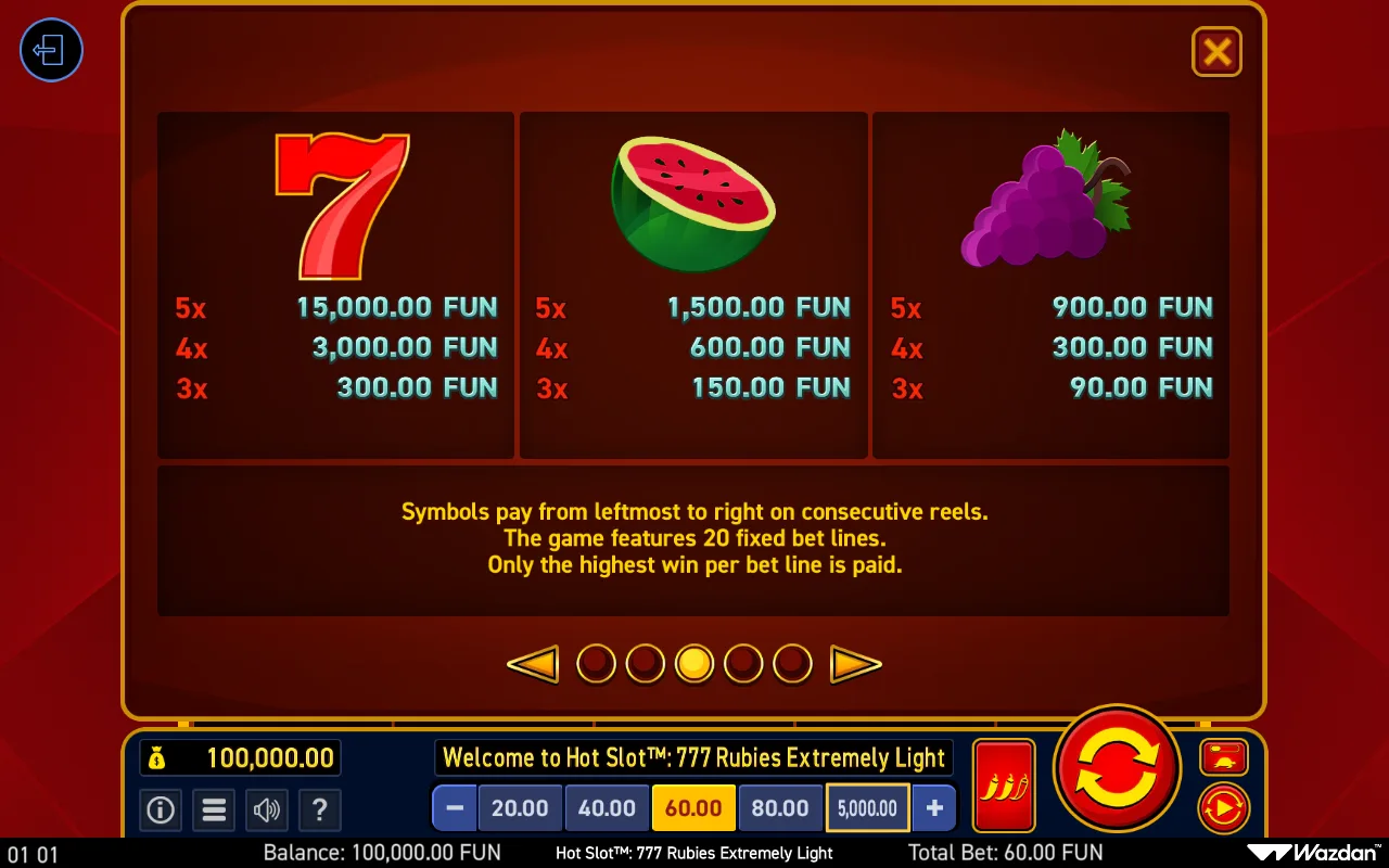 Game rules, page 3 — Hot Slot 777 Rubies Extremely Light
