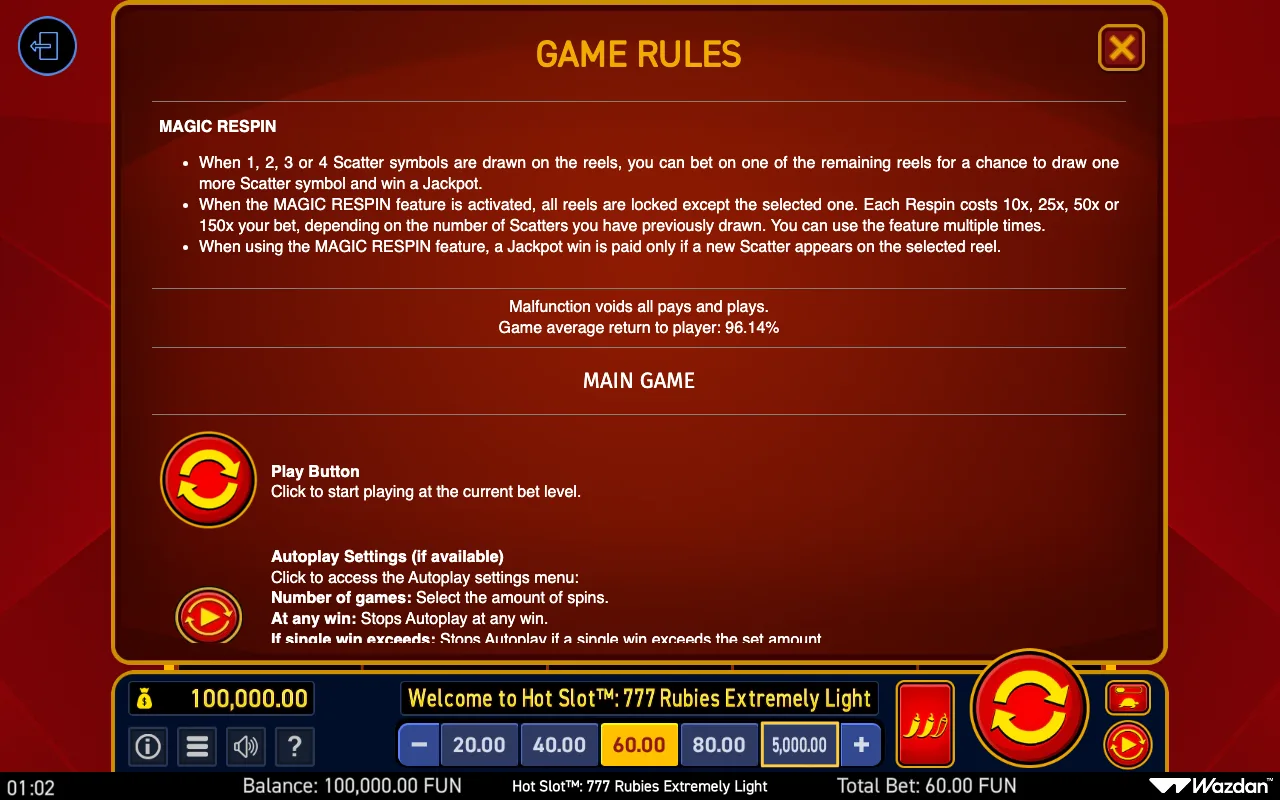 Game rules, page 7 — Hot Slot 777 Rubies Extremely Light
