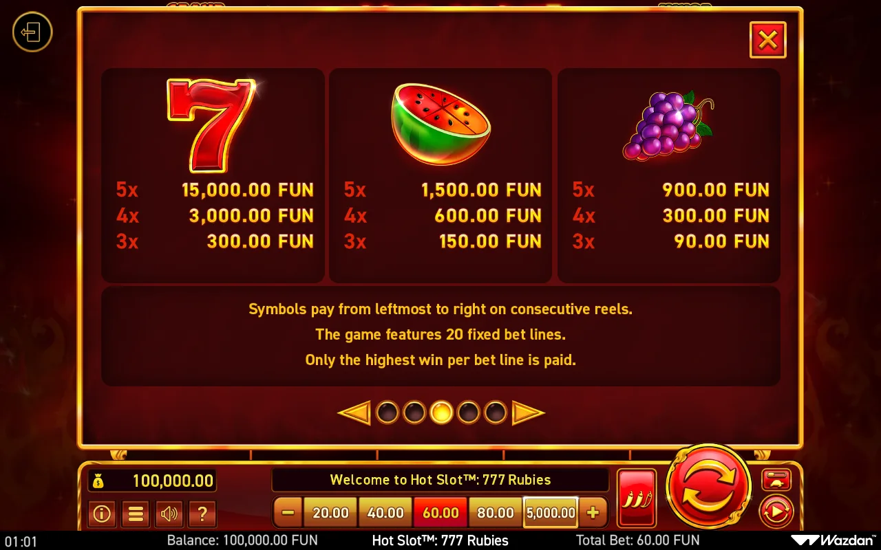 Game rules, page 3 — Hot Slot 777 Rubies