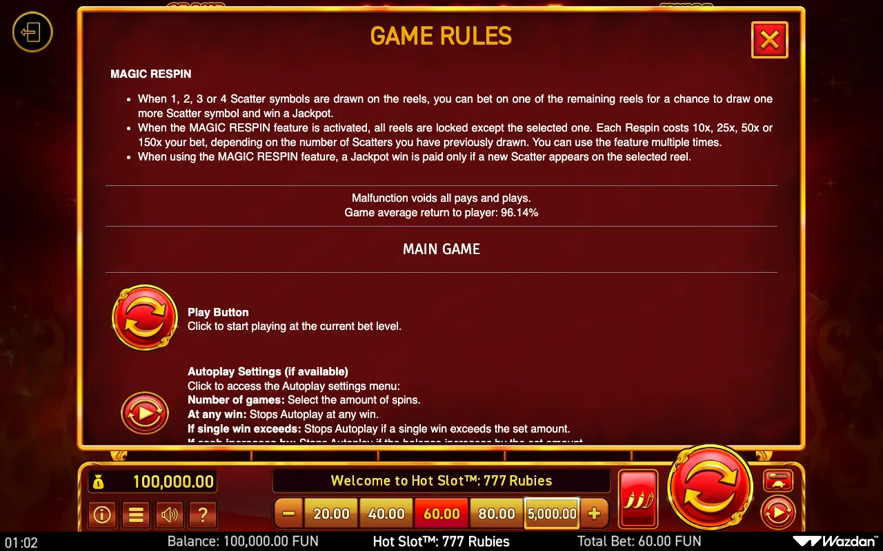 Game rules, page 7 — Hot Slot 777 Rubies