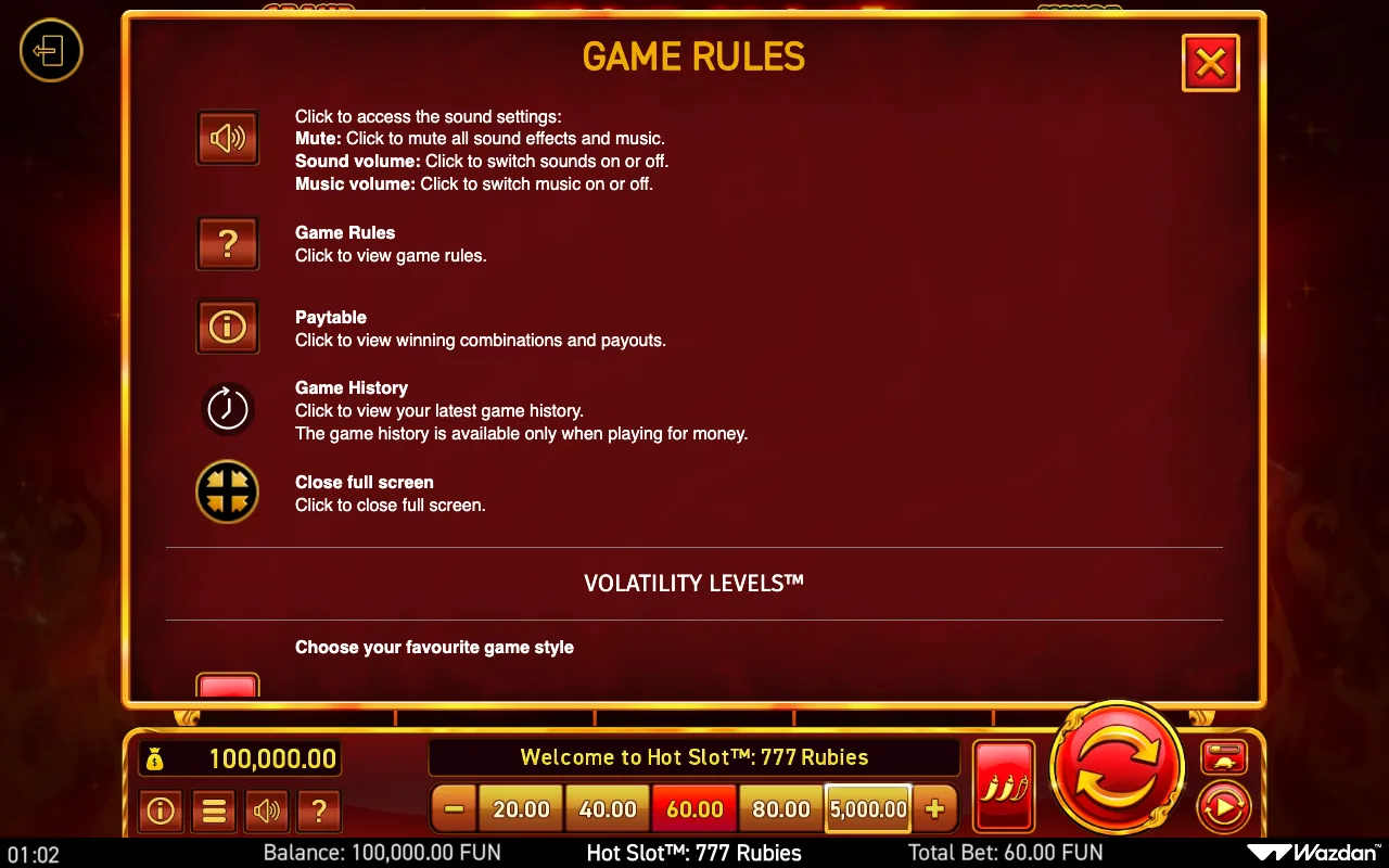 Game rules, page 9 — Hot Slot 777 Rubies