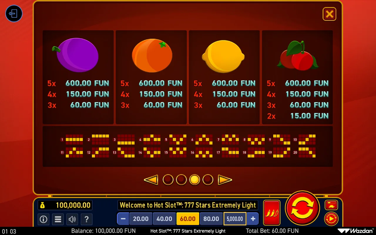 Game rules, page 3 — Hot Slot 777 Stars Extremely Light
