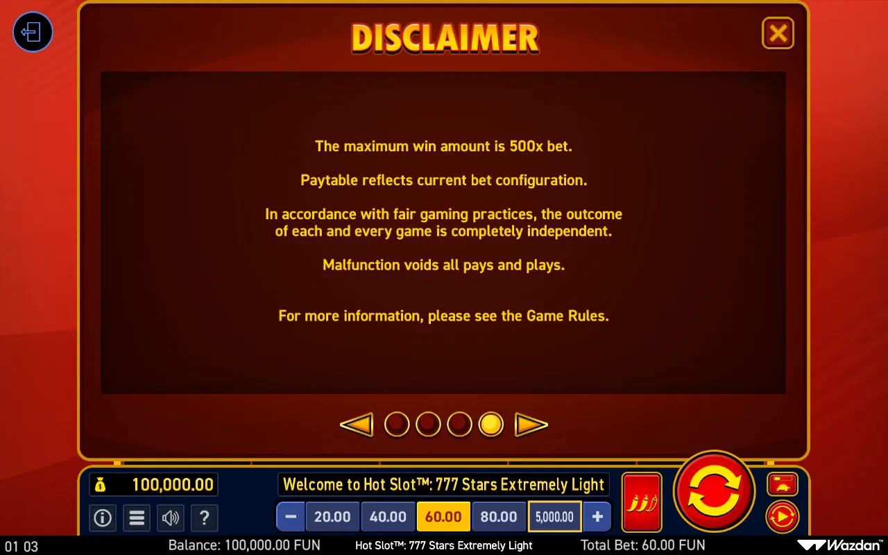 Game rules, page 4 — Hot Slot 777 Stars Extremely Light