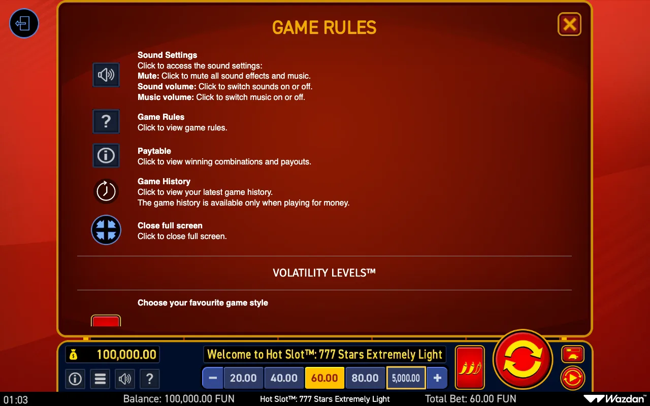 Game rules, page 9 — Hot Slot 777 Stars Extremely Light