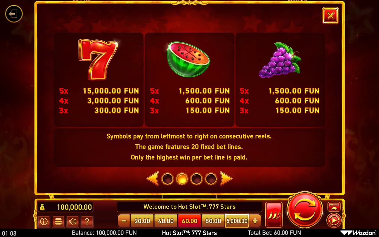 Game rules, page 2 — Hot Slot 777 Stars
