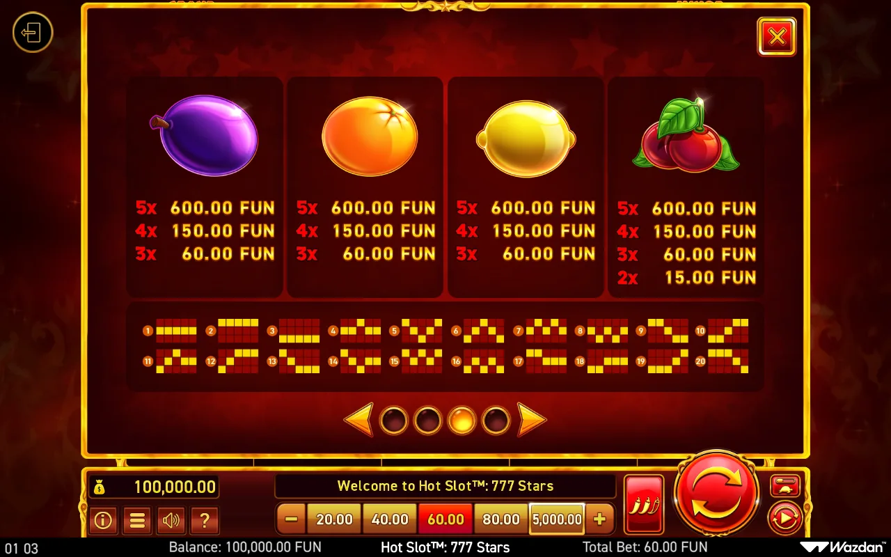 Game rules, page 3 — Hot Slot 777 Stars