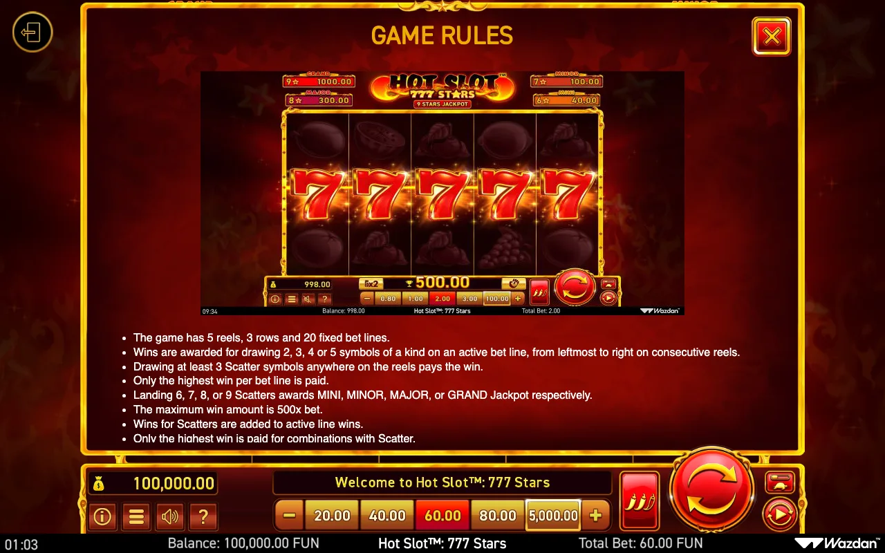 Game rules, page 5 — Hot Slot 777 Stars
