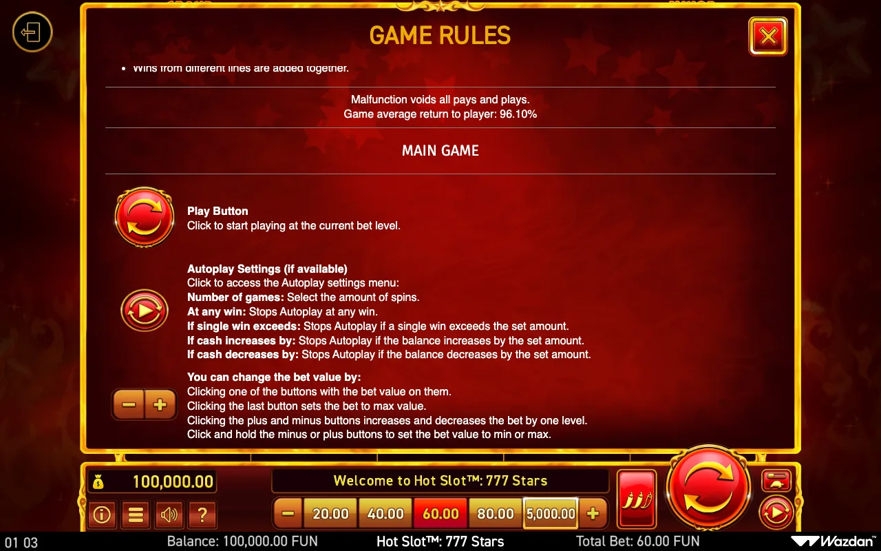 Game rules, page 7 — Hot Slot 777 Stars