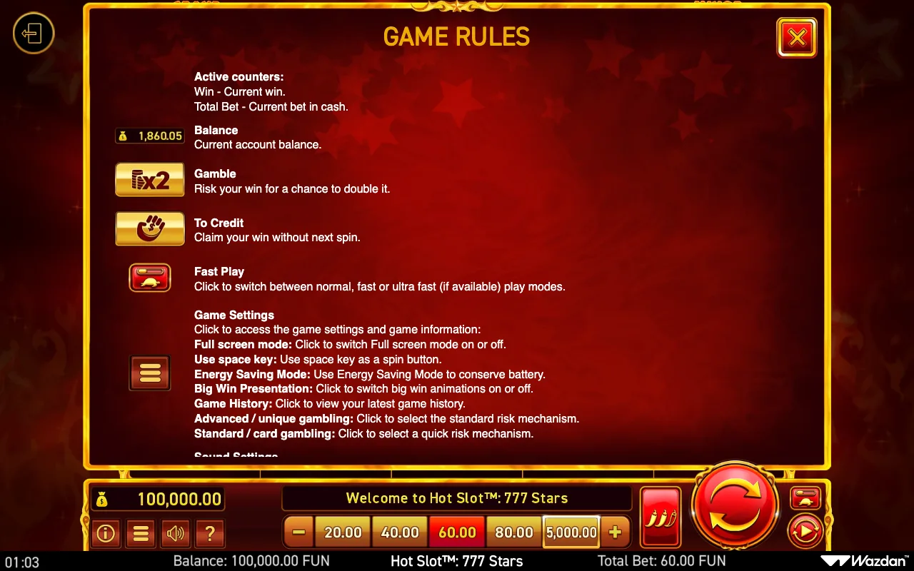 Game rules, page 8 — Hot Slot 777 Stars