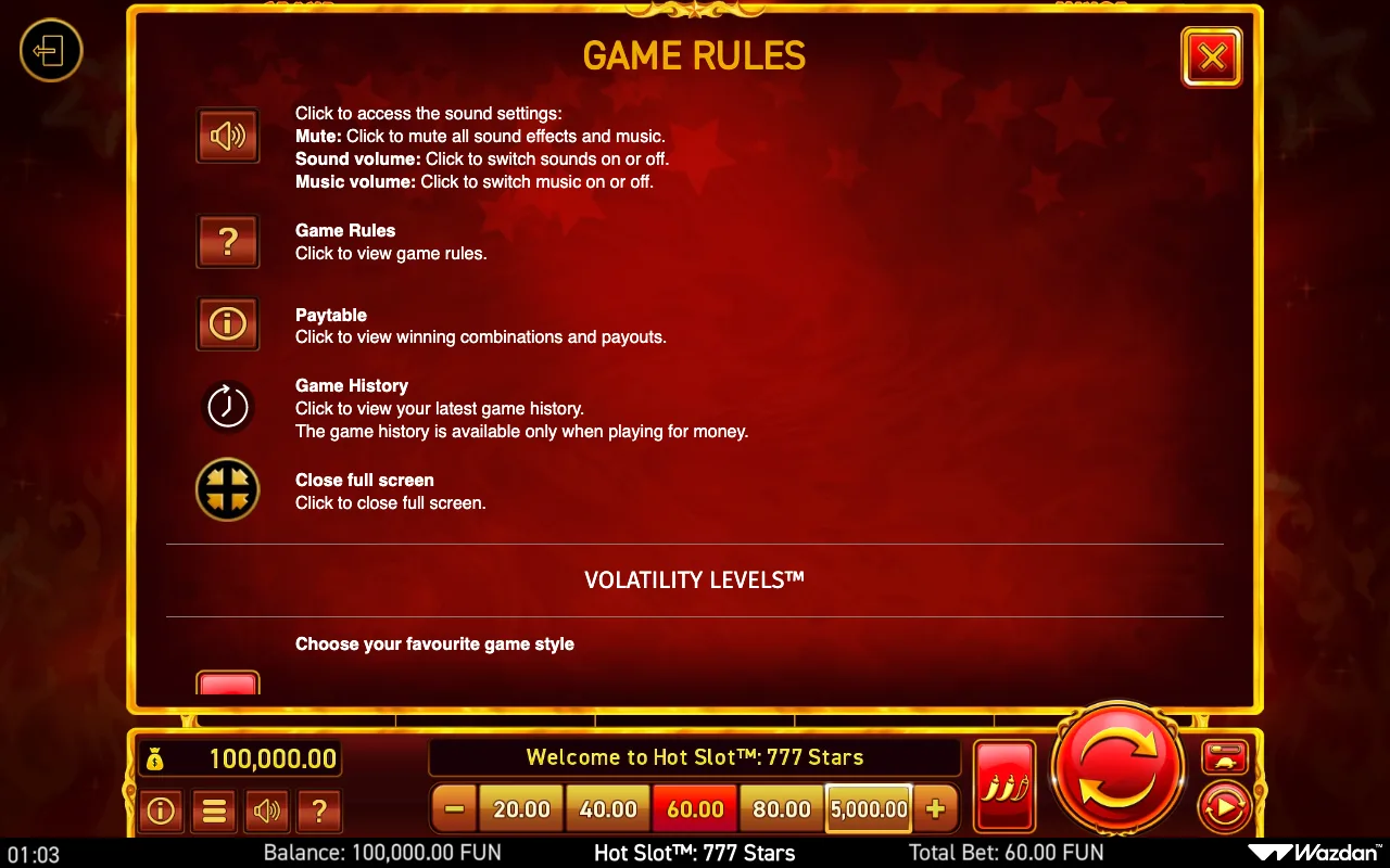 Game rules, page 9 — Hot Slot 777 Stars