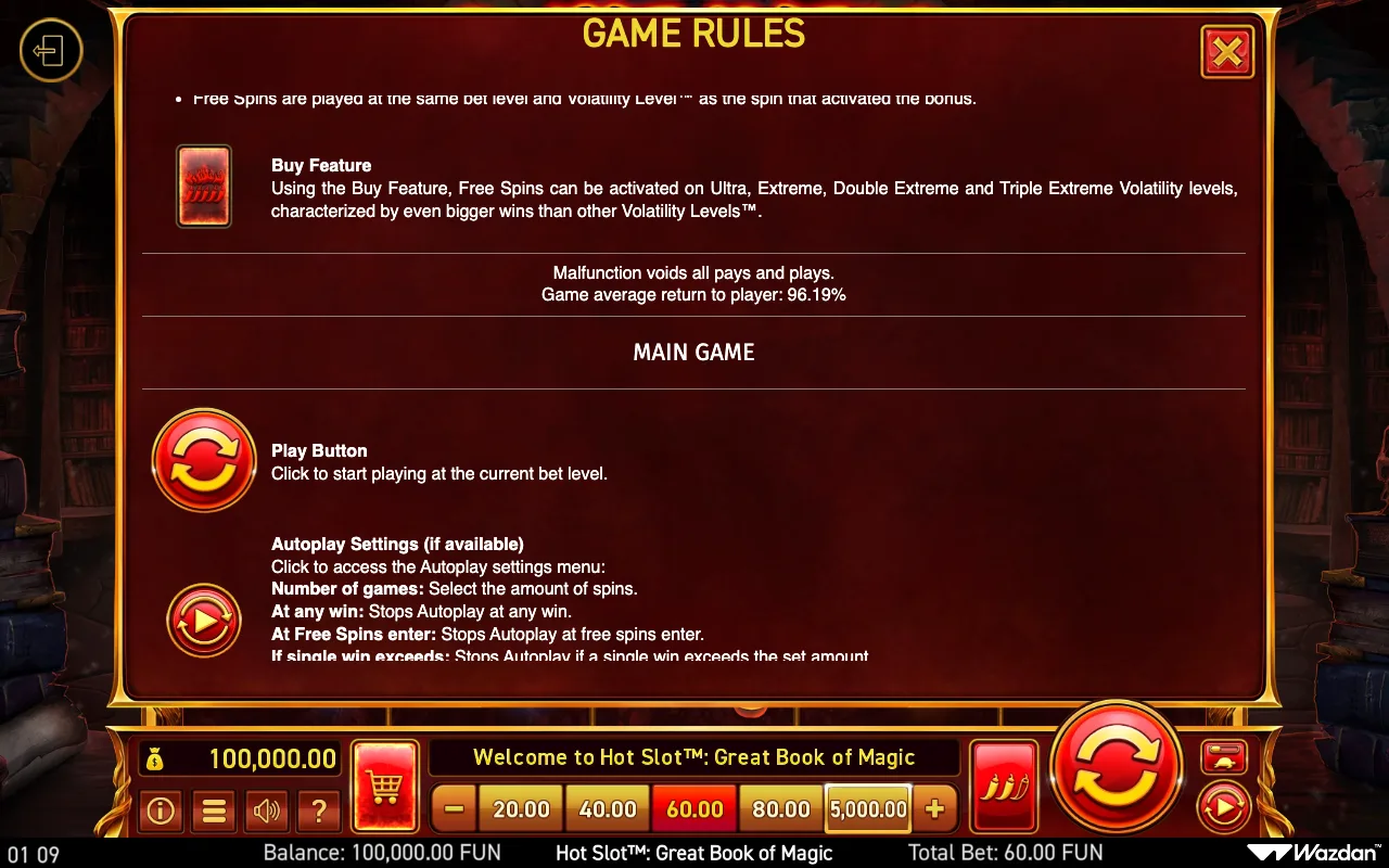 Game rules, page 10 — Hot Slot Great Book of Magic