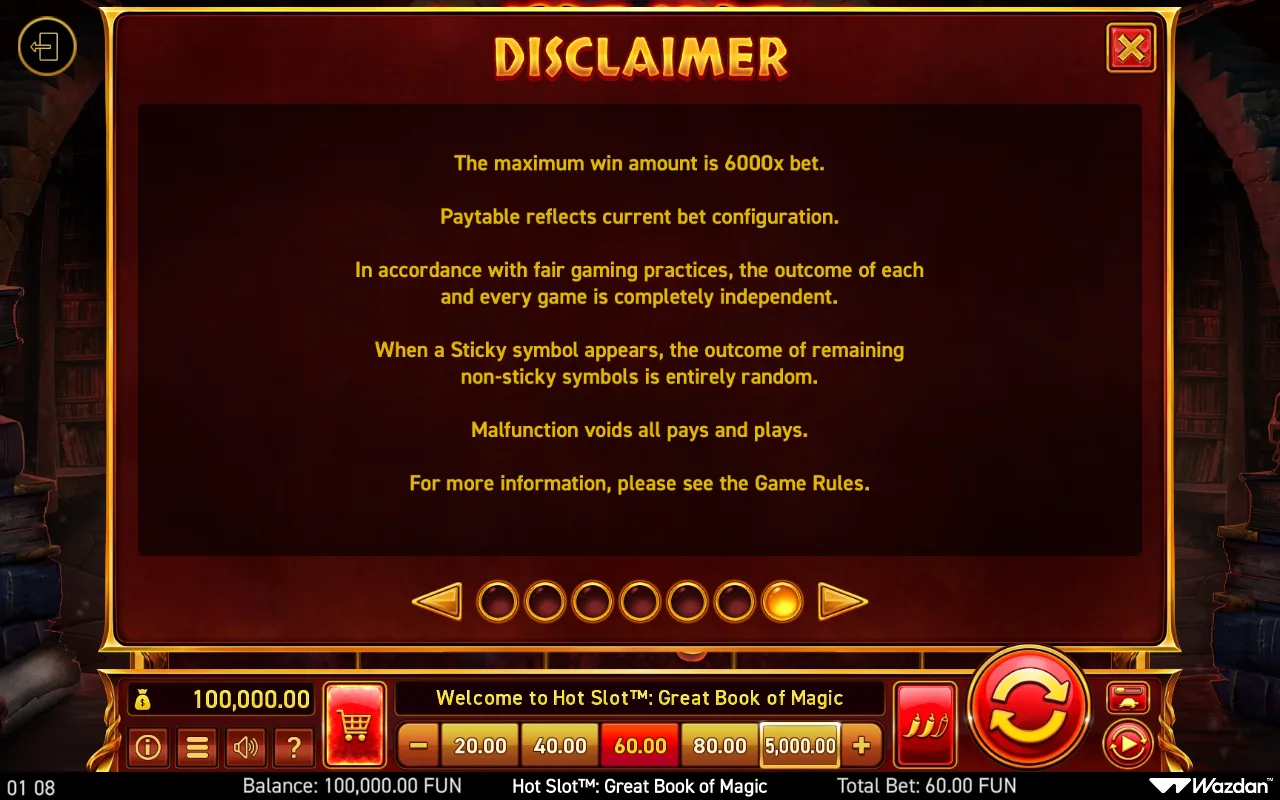 Game rules, page 7 — Hot Slot Great Book of Magic