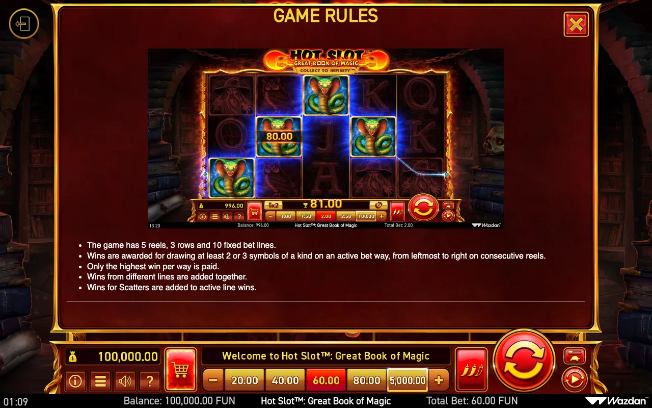 Game rules, page 8 — Hot Slot Great Book of Magic