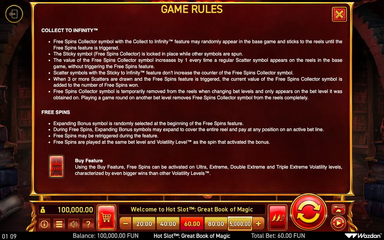 Game rules, page 9 — Hot Slot Great Book of Magic